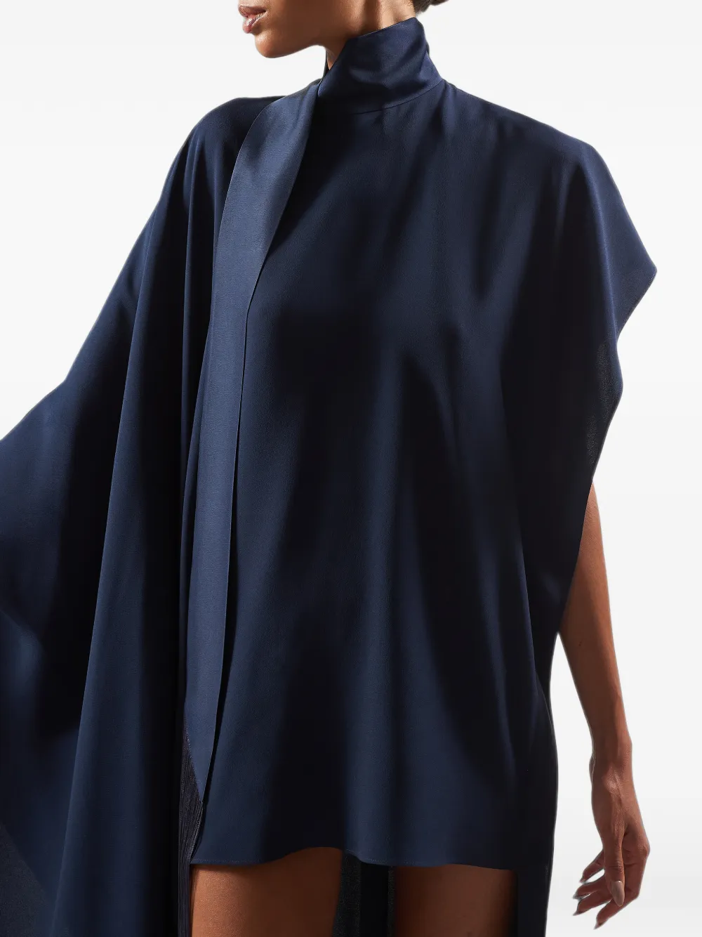 Taller Marmo California fringed asymmetric mini dress Blauw