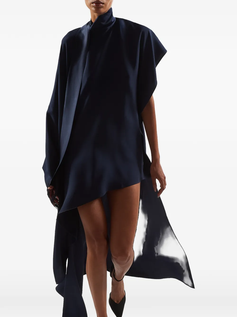 Taller Marmo California fringed asymmetric mini dress Blauw