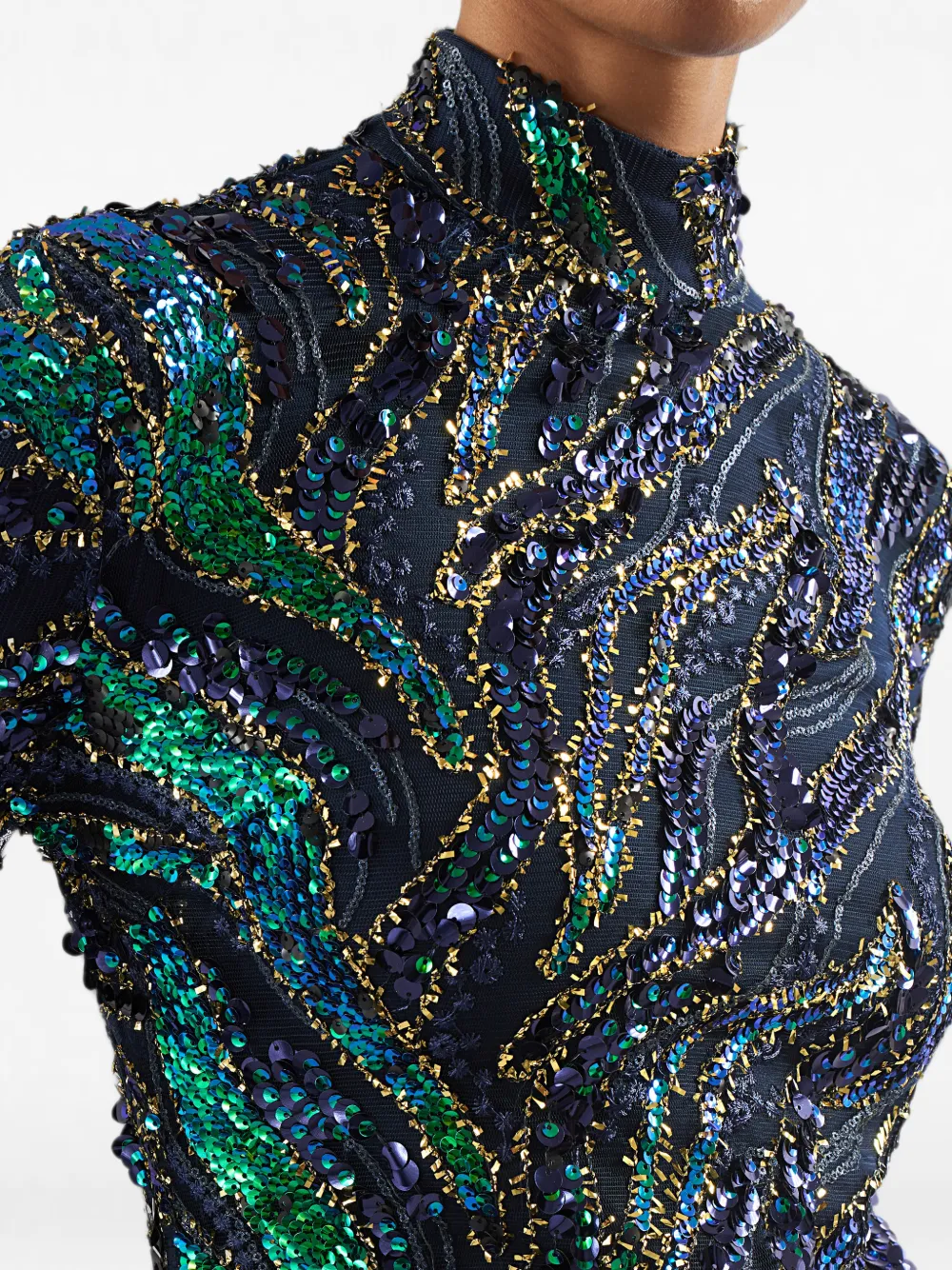 Taller Marmo Disco Dragon mini-jurk verfraaid met pailletten en franje Blauw