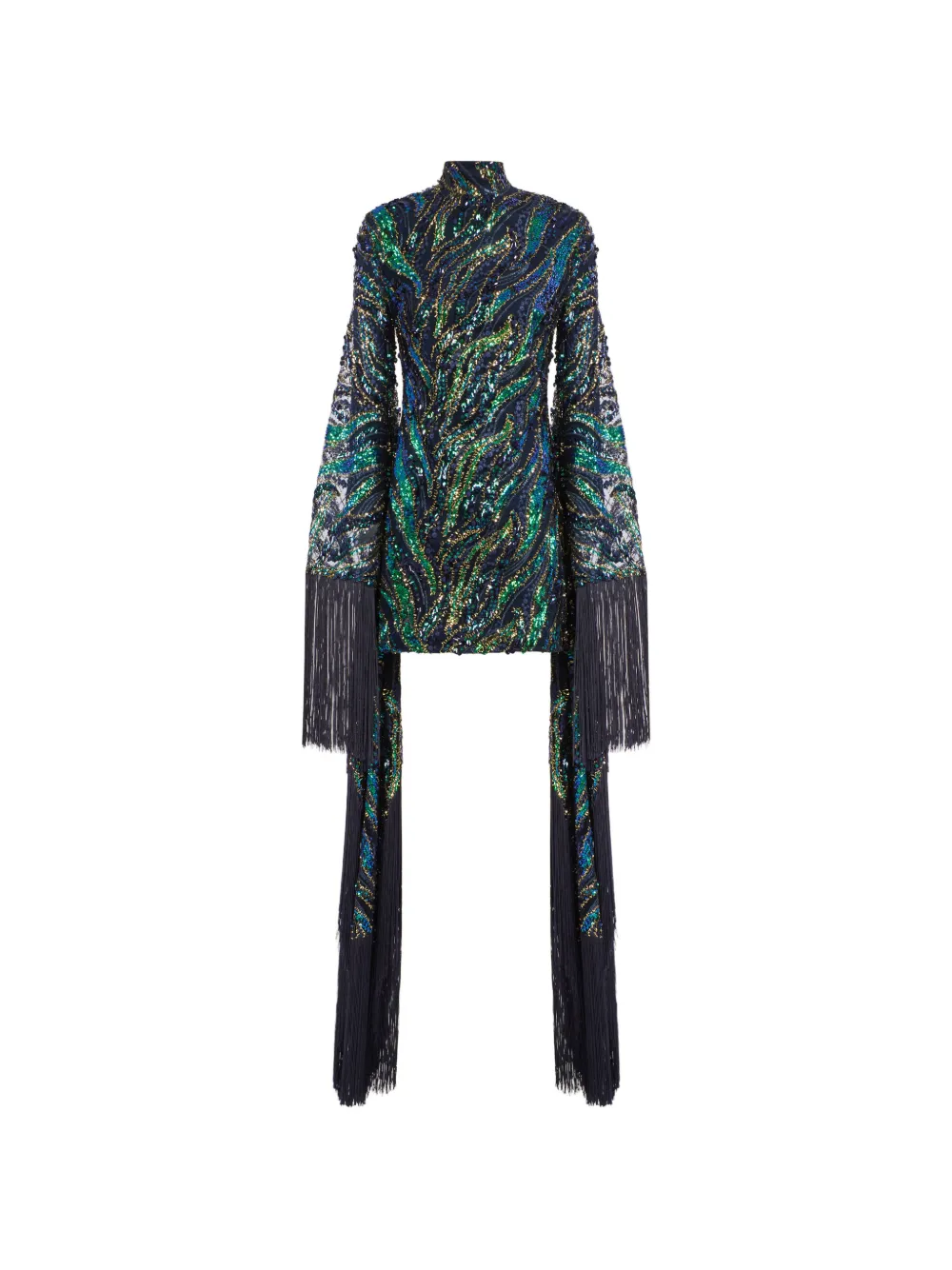 Taller Marmo Disco Dragon fringed sequin-embellished mini dress - Blue