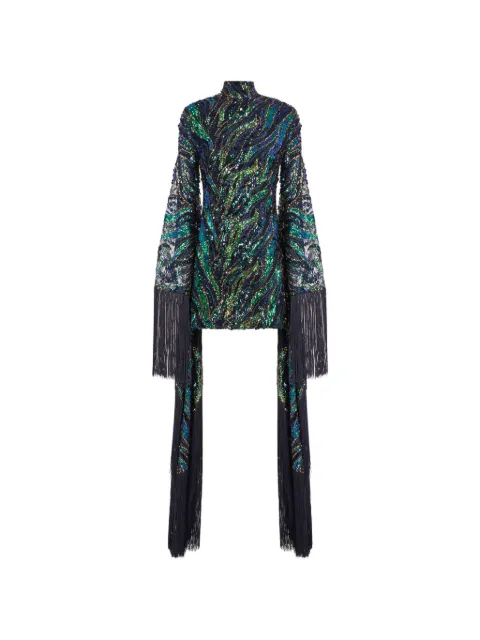 Taller Marmo Disco Dragon fringed sequin-embellished mini dress