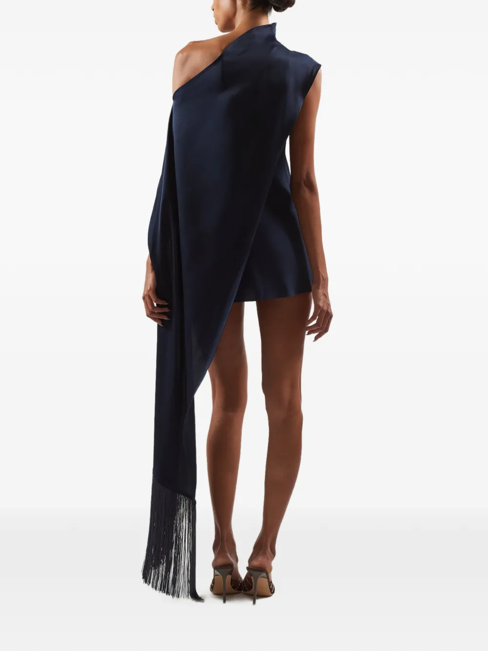 Taller Marmo Berenson fringed asymmetric mini dress Blauw