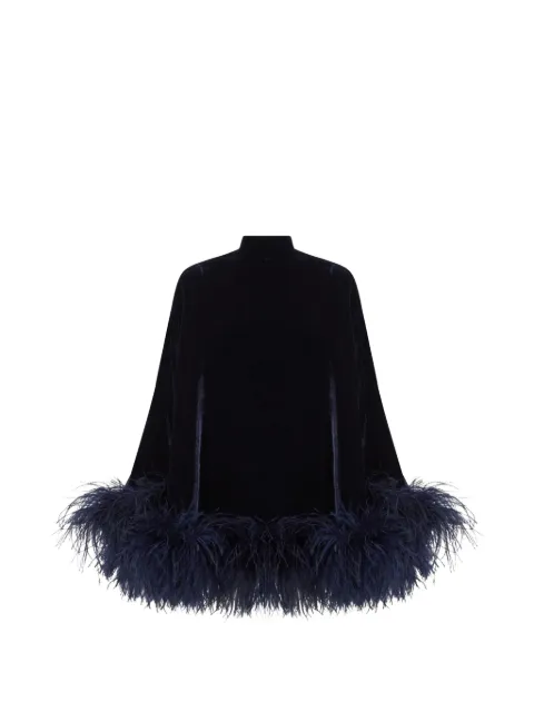 Taller Marmo Vegas feather-trim velvet mini dress