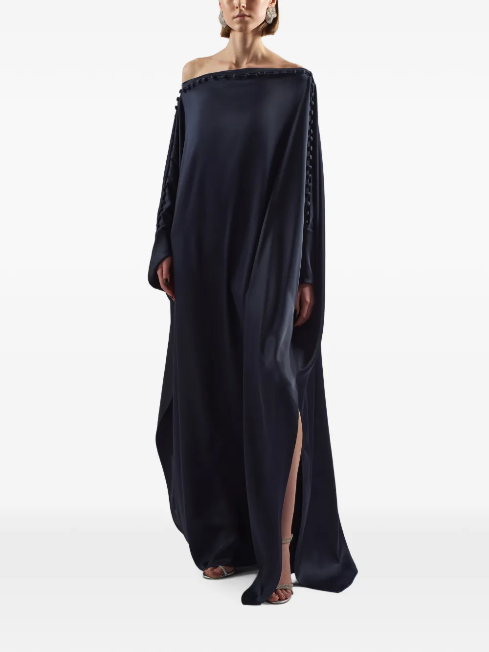Taller Marmo Mila satijnen maxi-tuniek verfraaid met knopen Blauw