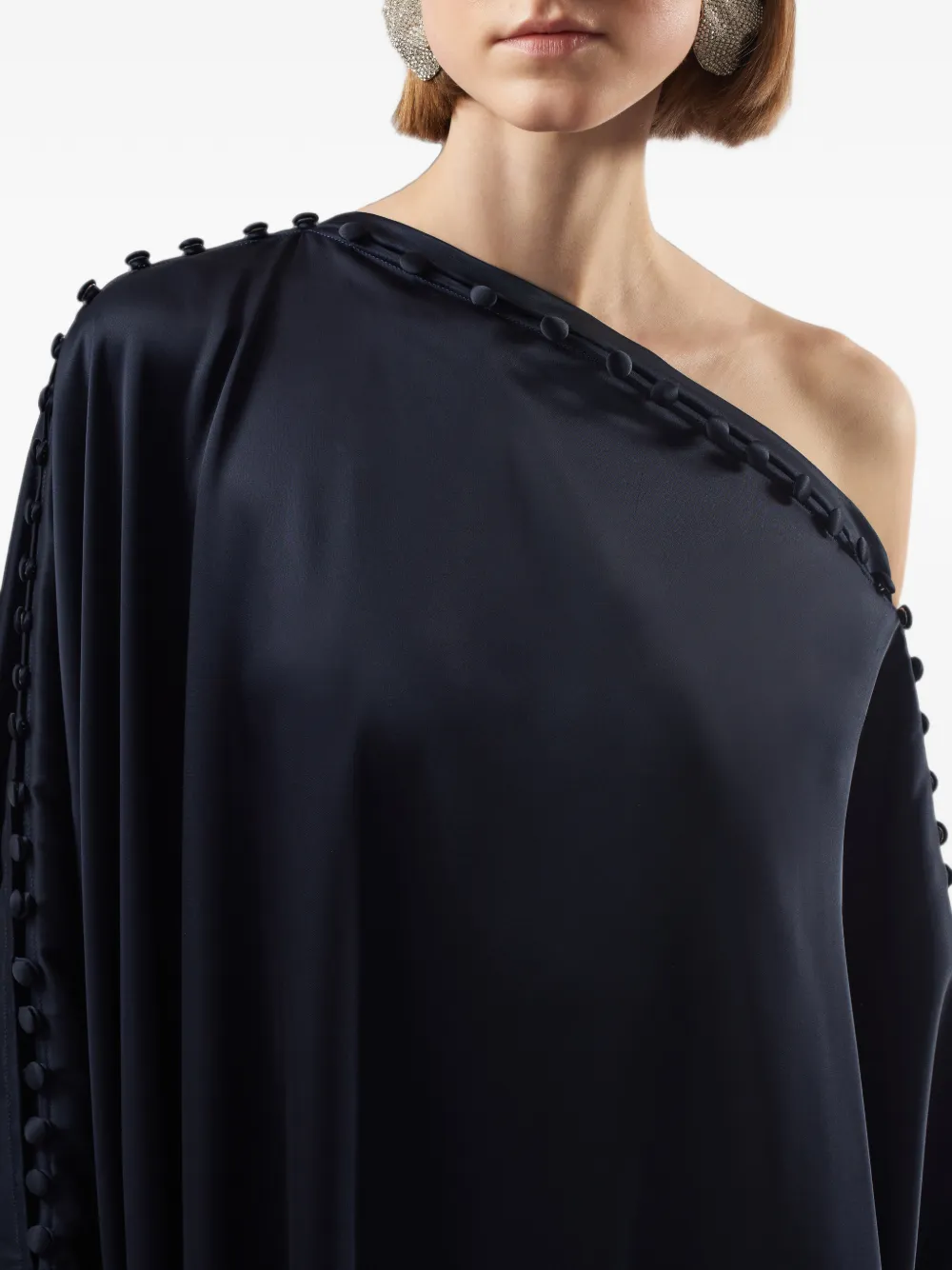 Taller Marmo Mila satijnen maxi-tuniek verfraaid met knopen Blauw
