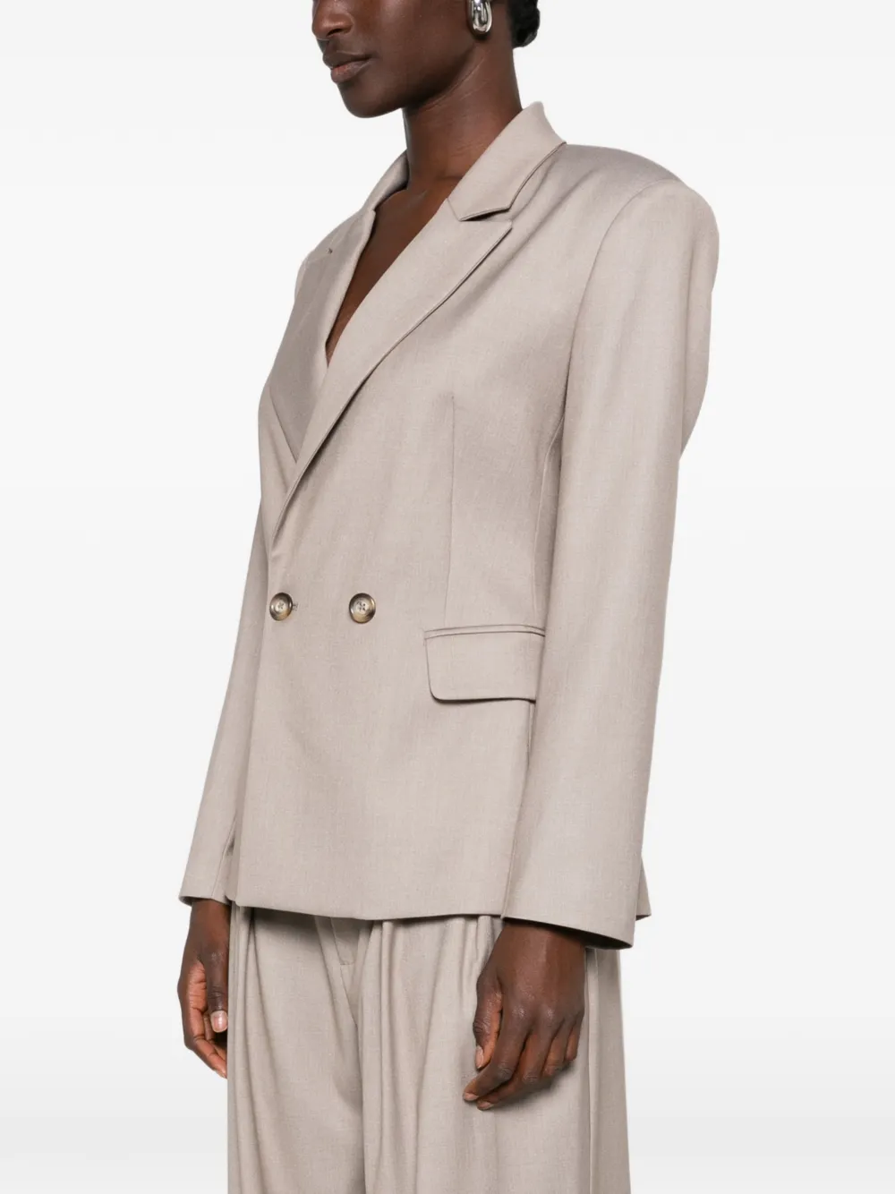 PHILIA LOFT Blazer met dubbele rij knopen en strik aan de achterkant Beige