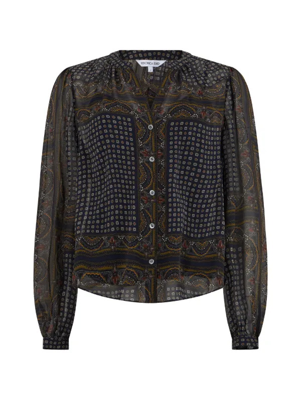 Veronica Beard Paisley-print Silk Blouse in Blue