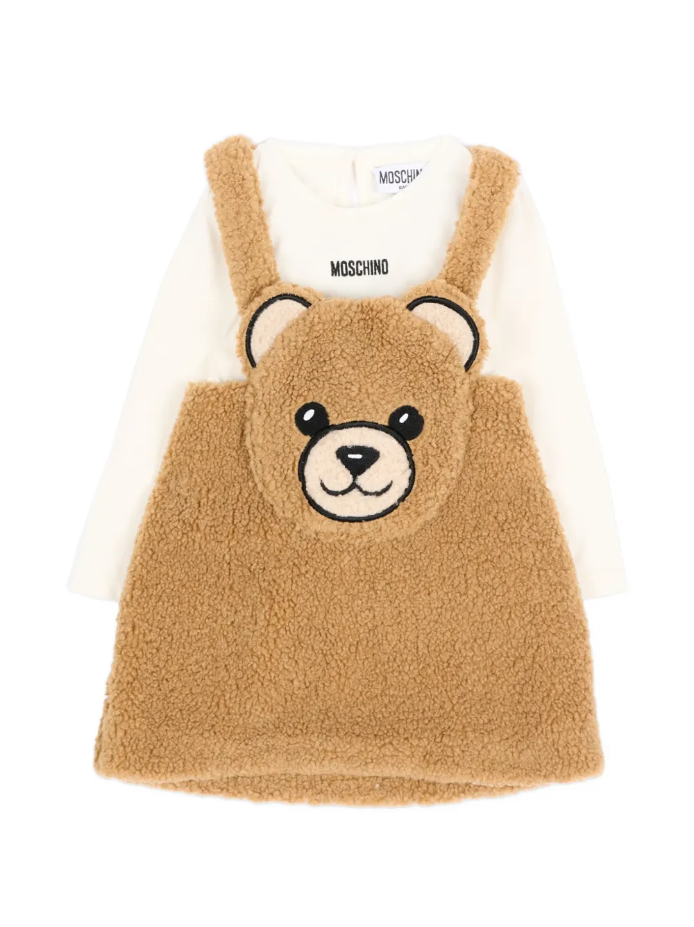 Moschino Kids Teddy Bear faux-shearling dress set - Marrone