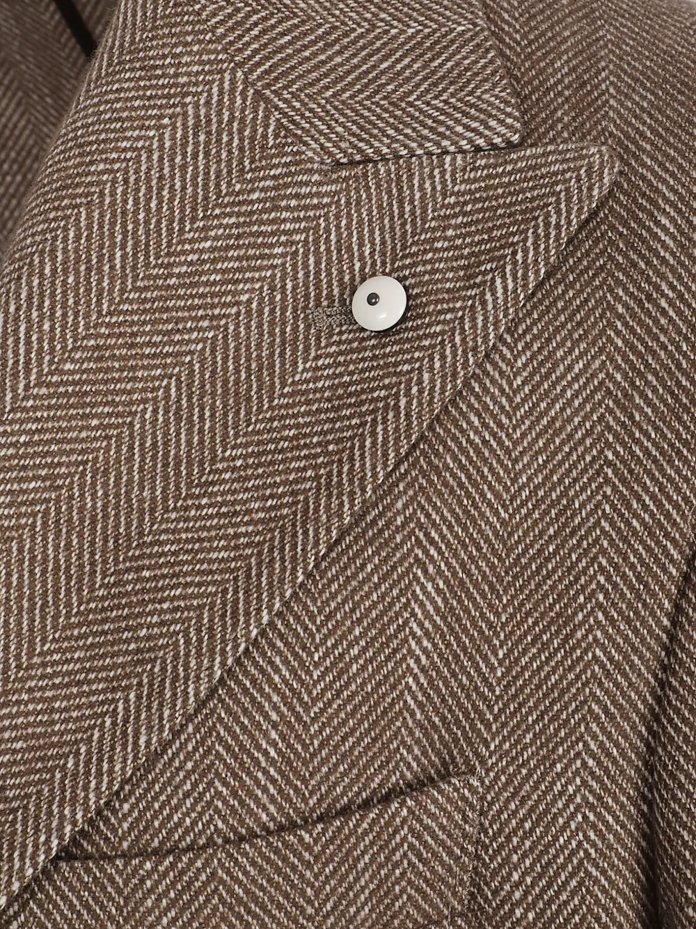 LBM herringbone-pattern peak-lapel jacket Bruin