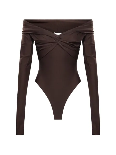 THE ANDAMANE Kendall twist-detail off-shoulder bodysuit