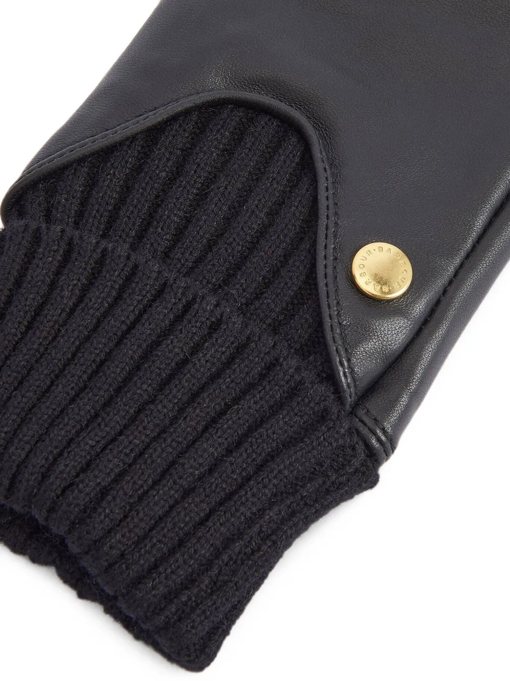 Barbour Deanna ribbed-knit leather gloves Zwart