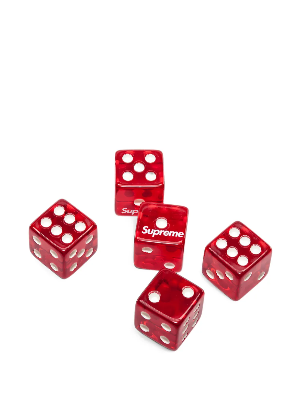 Supreme logo-print dice (set of five) - Rot