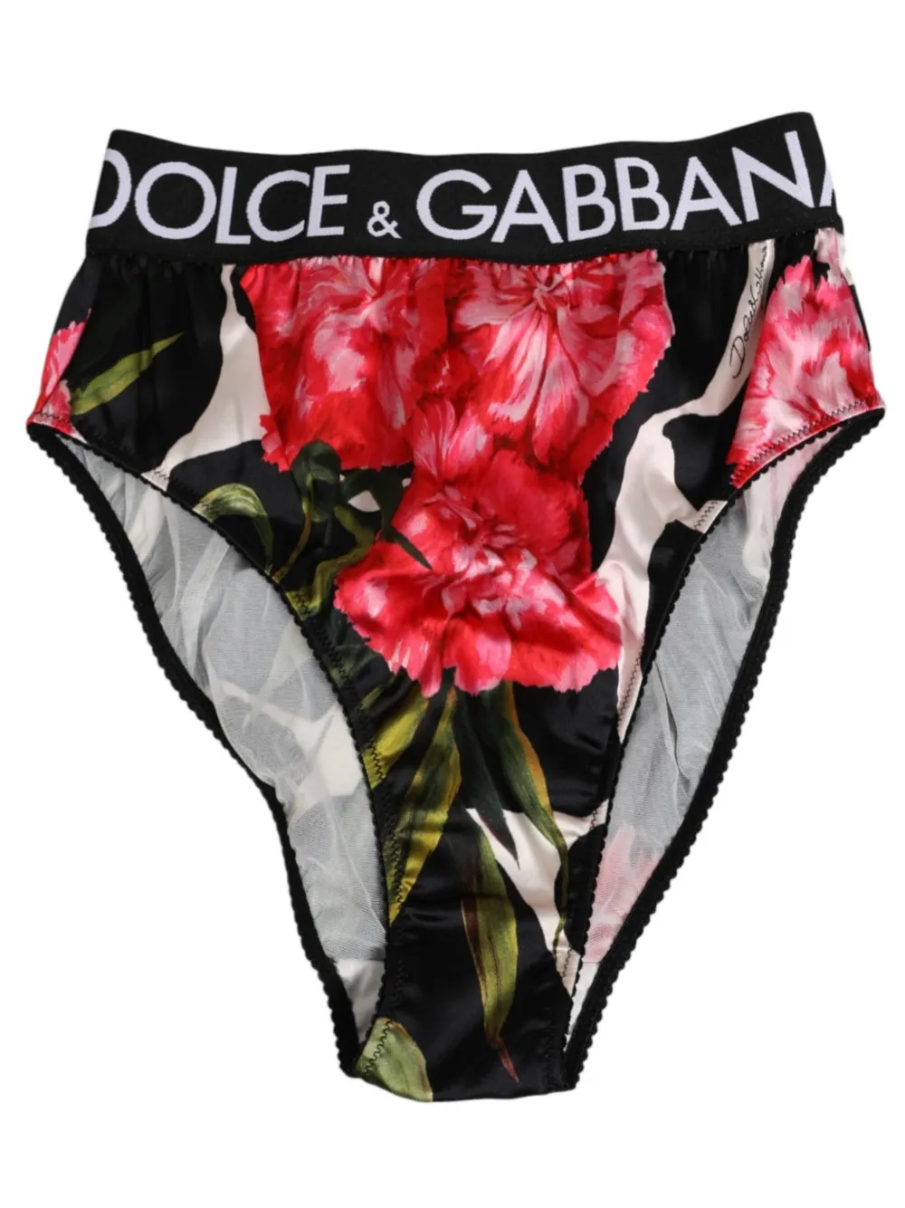 Dolce & Gabbana Slip met bloemen-print en logo-band Zwart