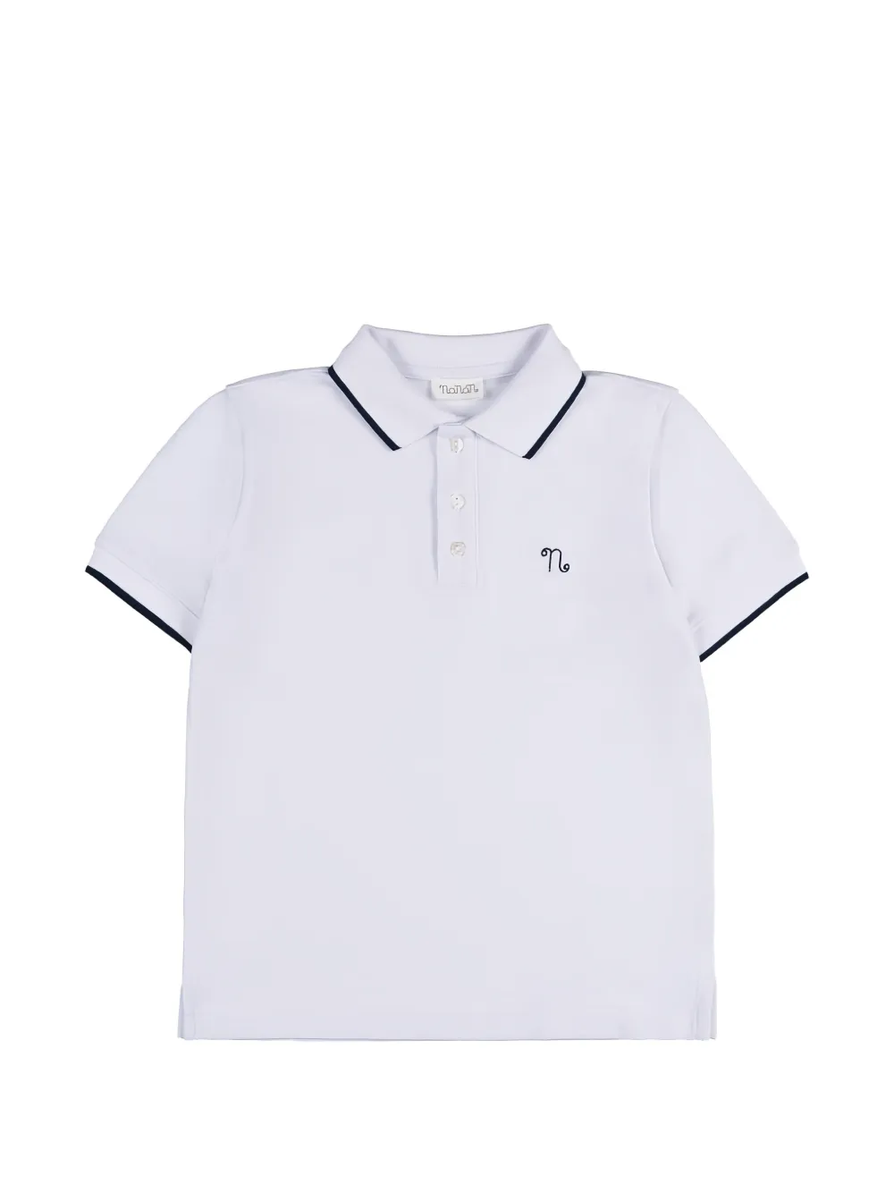 NANAN logo-embroidered contrast-trim polo shirt - Bianco