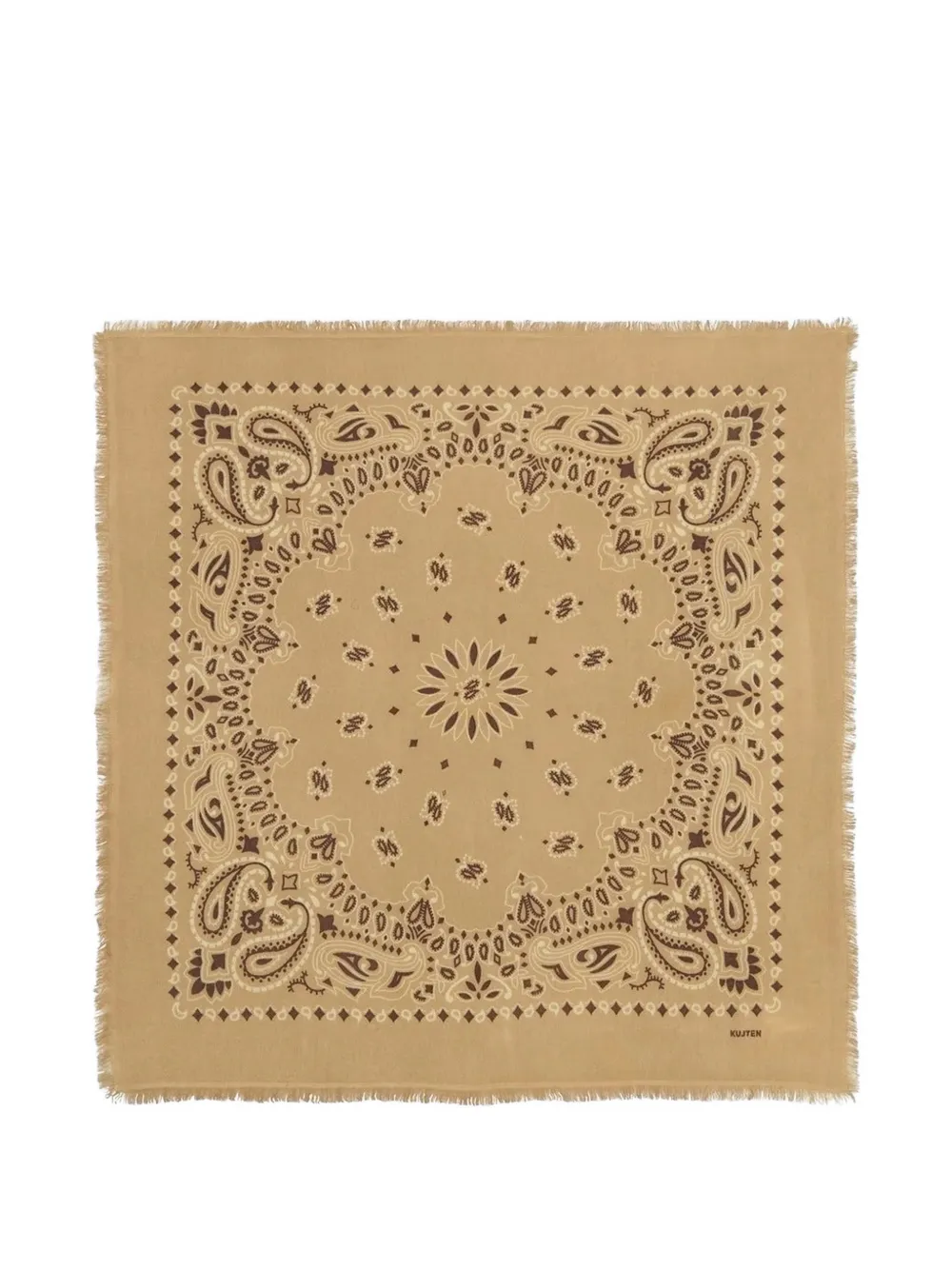 kujten paisley-print frayed scarf - Marrone