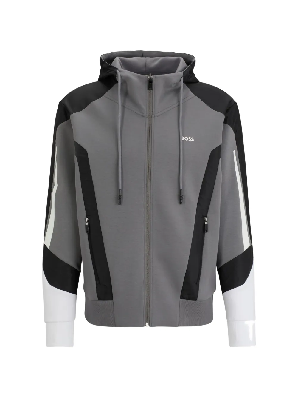 BOSS panelled zip-up hoodie - Grigio