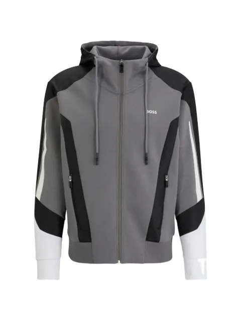 BOSS panelled zip-up hoodie