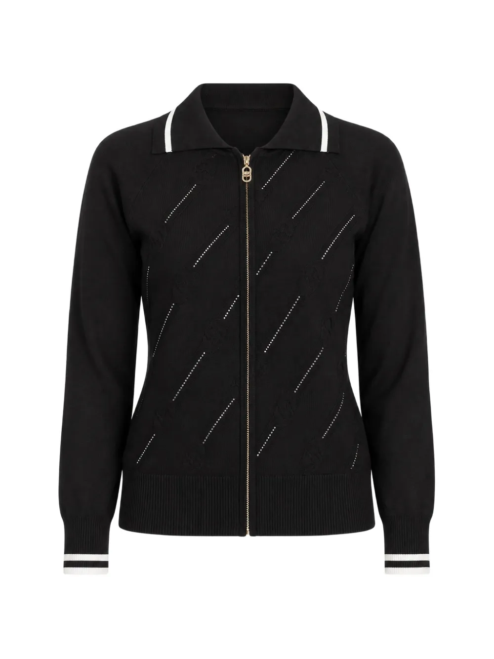 LIU JO rhinestone-embellished zip-up cardigan