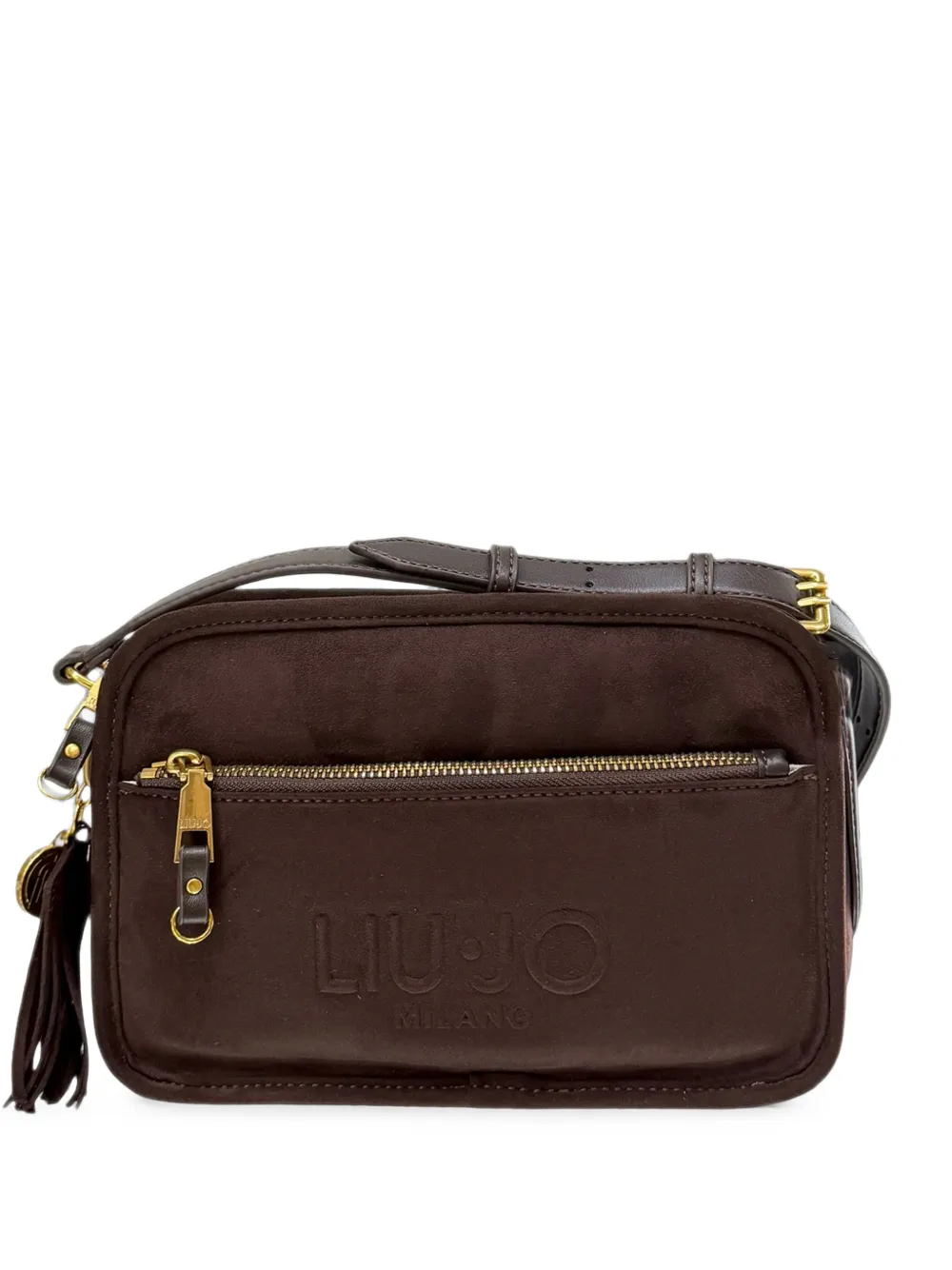 LIU JO logo-embossed tassel cross body bag - Marrone