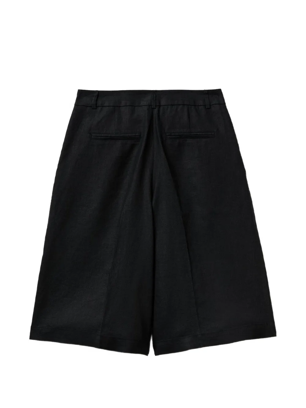 Benetton Geplooide linnen shorts Zwart