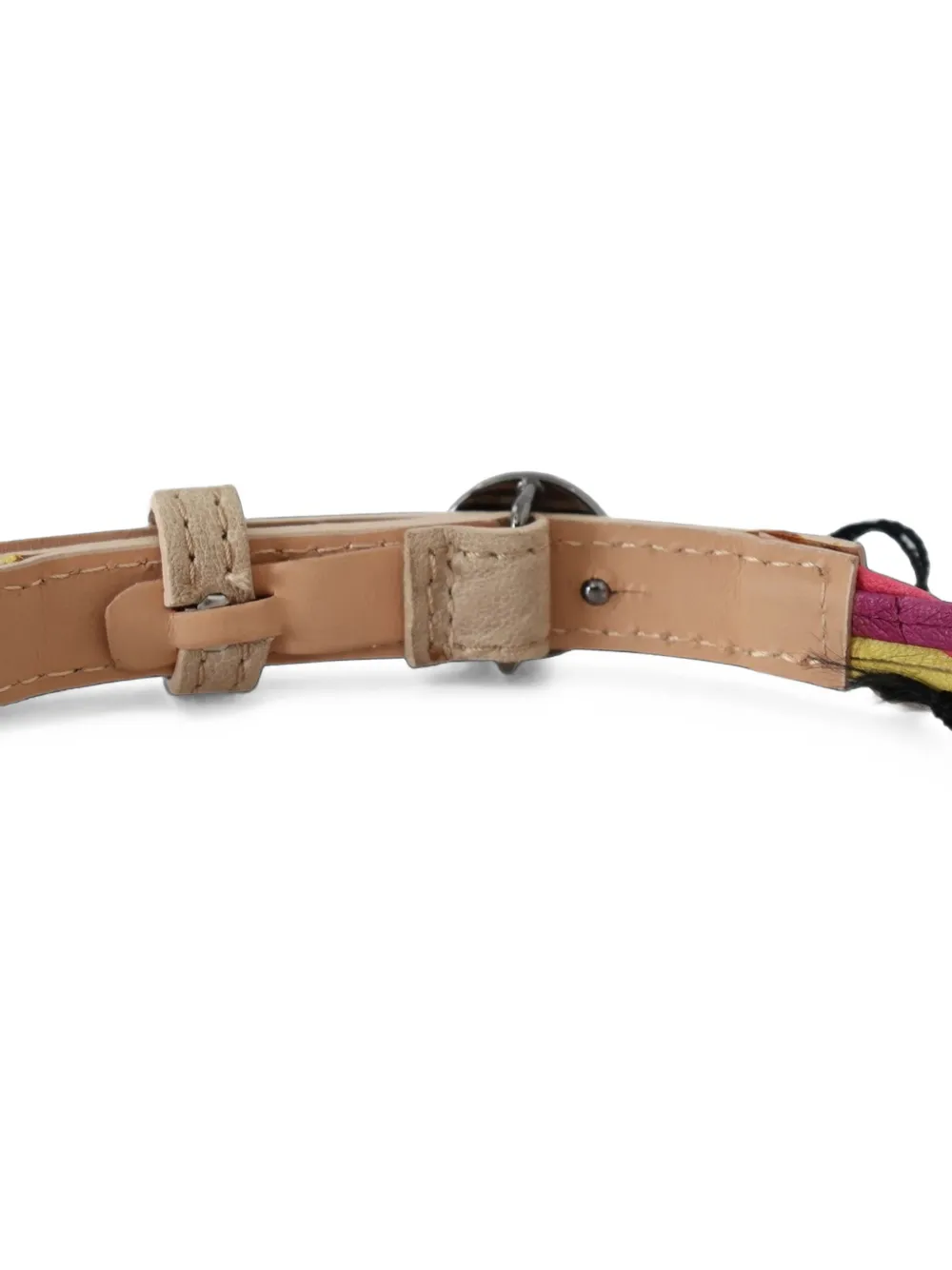 Costume National Gevlochten leren riem met ronde gesp Beige