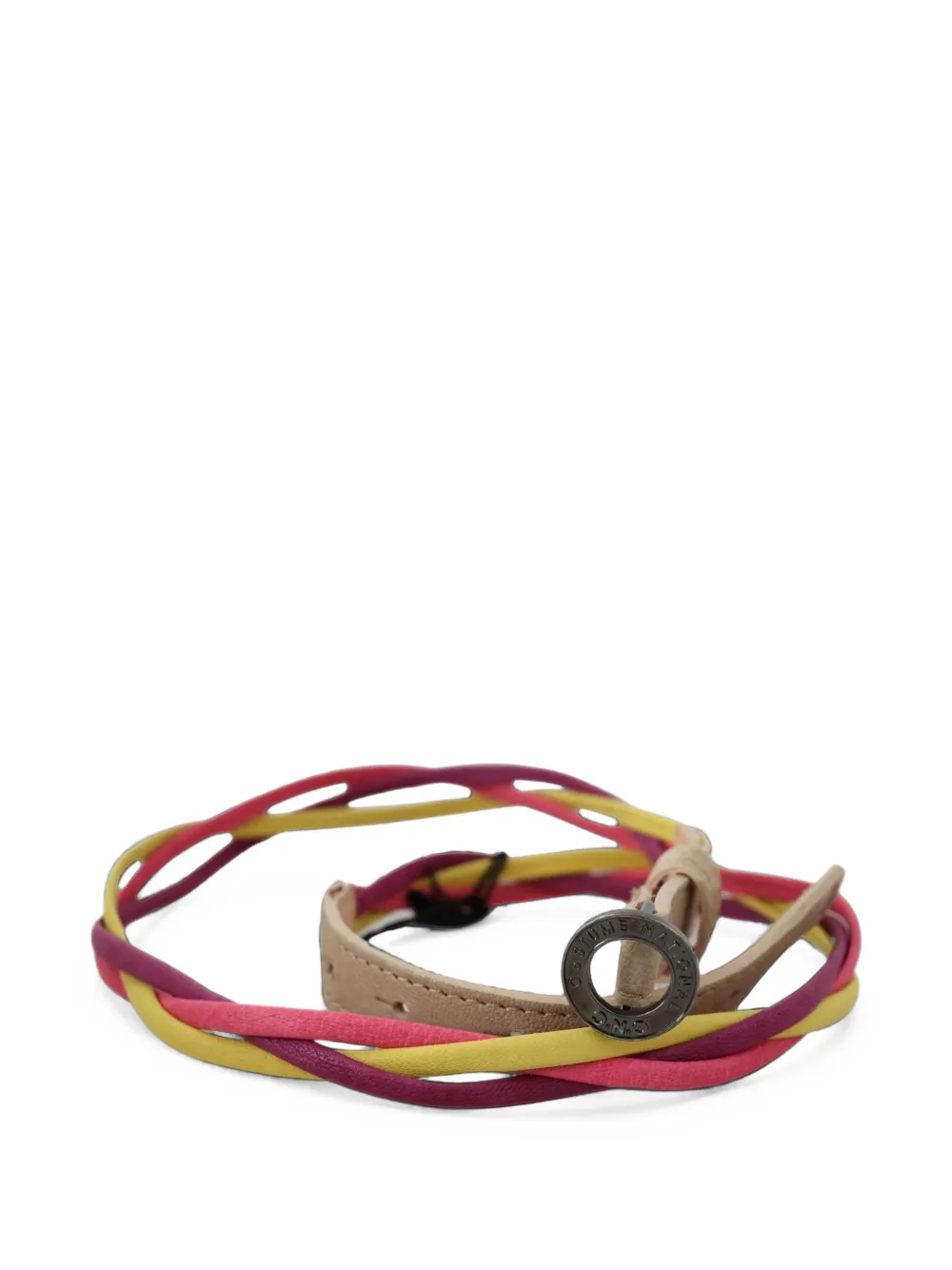 Costume National Gevlochten leren riem met ronde gesp Beige