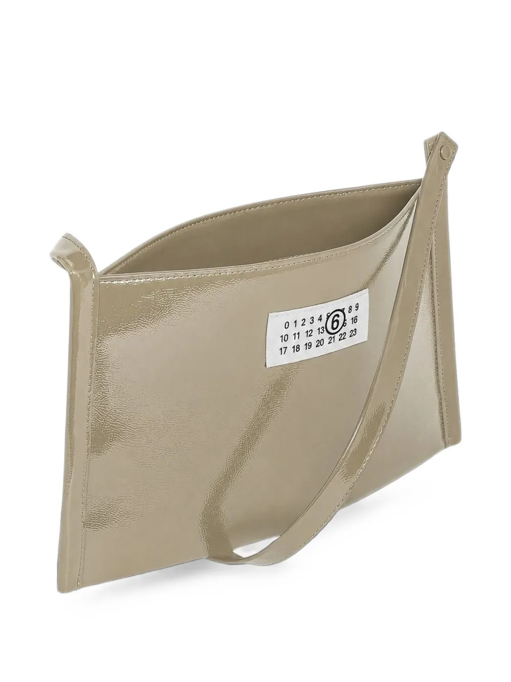 MM6 Maison Margiela Kids Lakleren schoudertas met logo-patch Beige