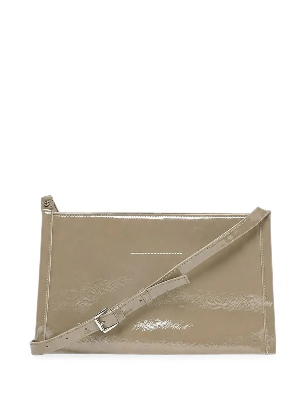 MM6 Maison Margiela Kids Lakleren schoudertas met logo-patch Beige