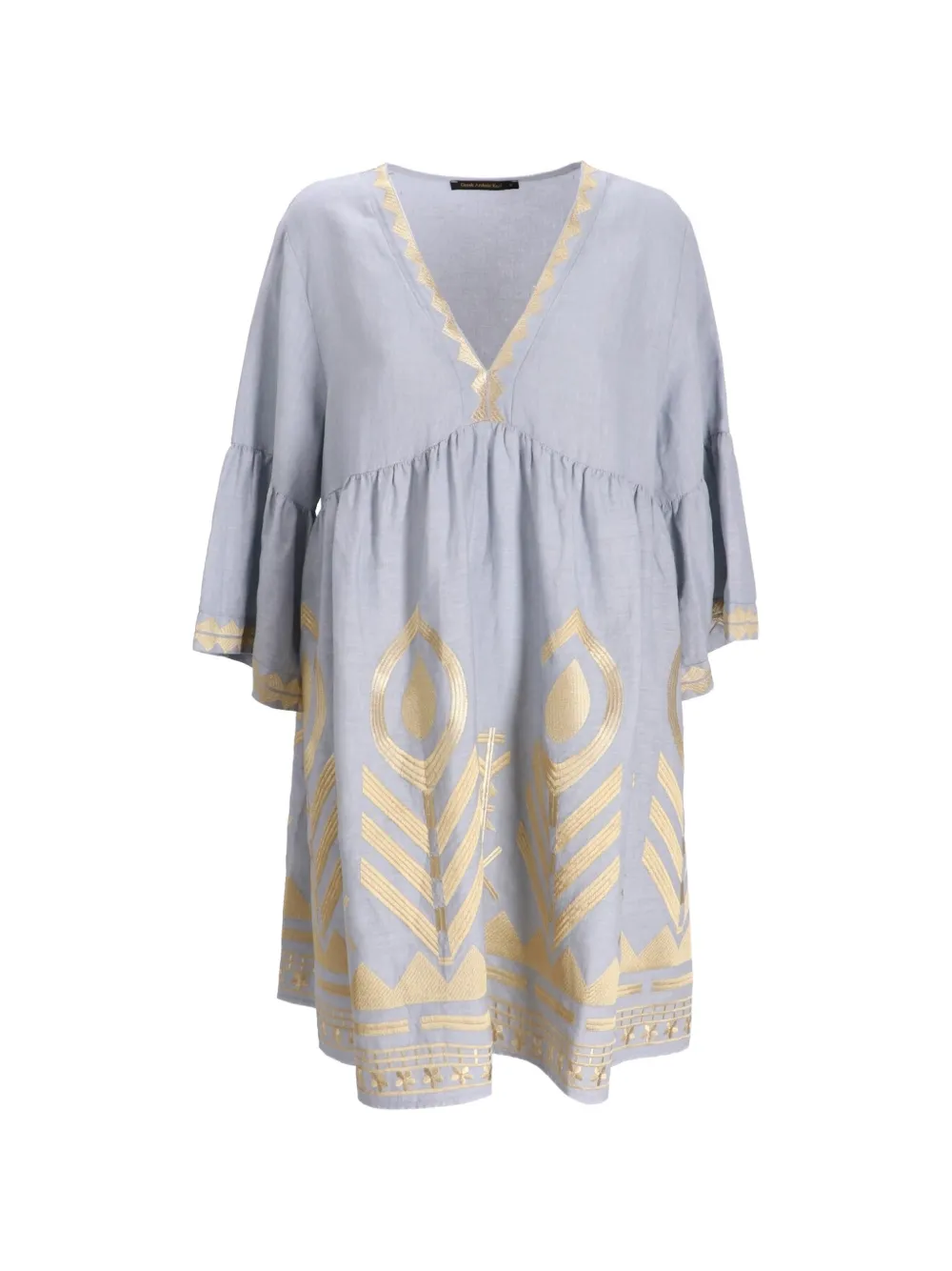 GREEK ARCHAIC KORI embroidered ruffled dress