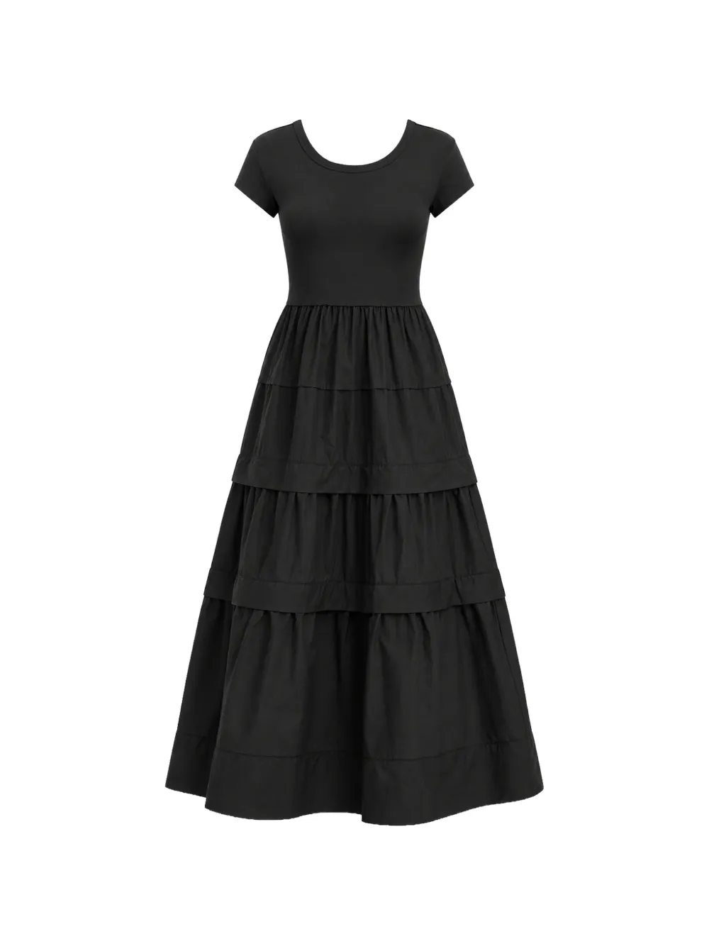 BOSS tiered short-sleeve maxi dress - Nero