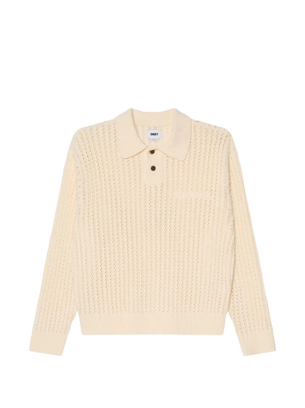 Obey Duane Open-knit Polo Shirt In Gray