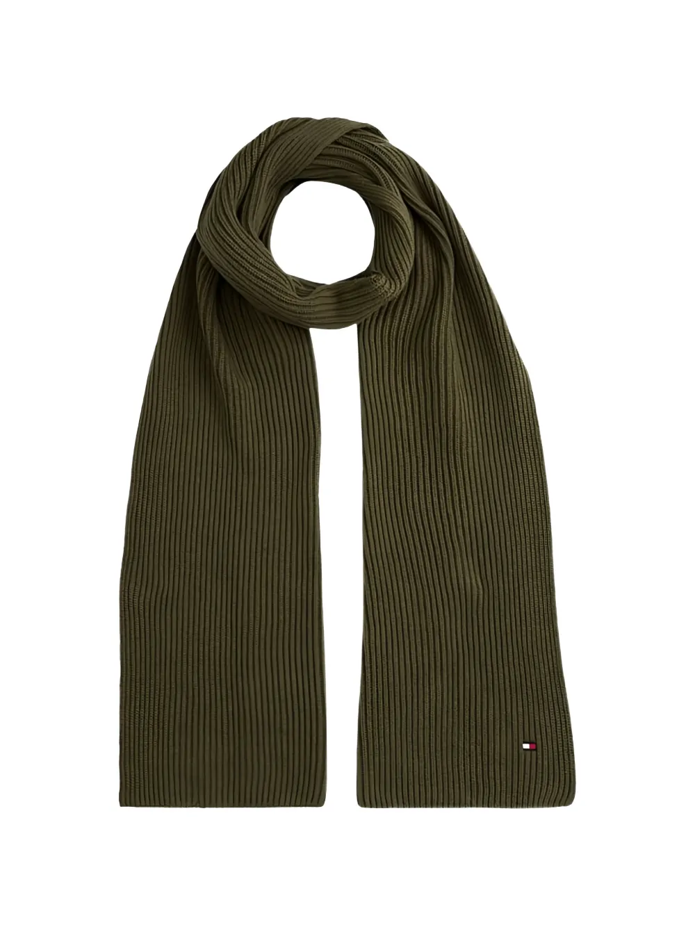 Tommy Hilfiger Flag-embroidered ribbed-knit scarf
