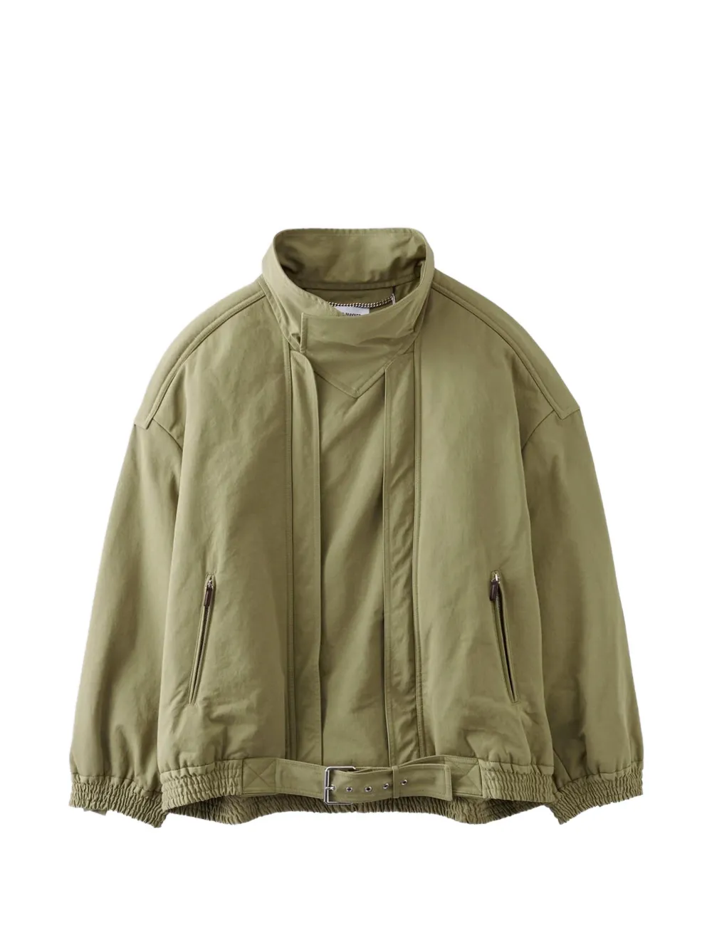 Hed Mayner High-neck Belted Jacket In Green