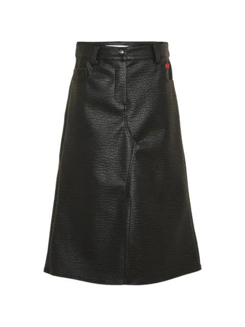 MSGM Kids crinkled-effect logo-patch skirt