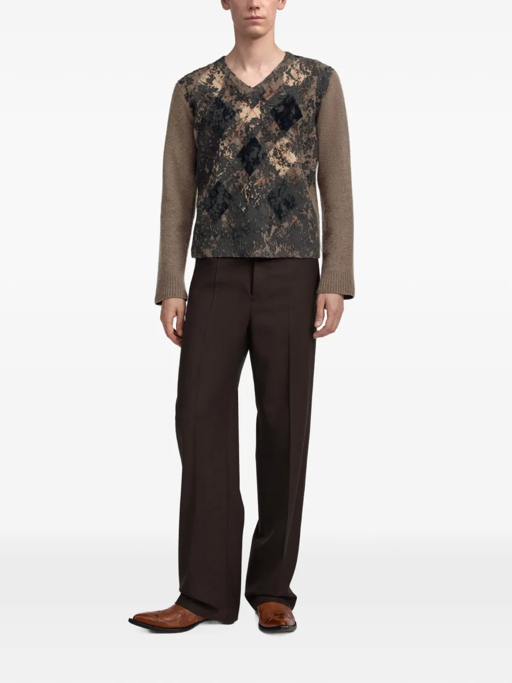 Maison Margiela Trui van argyle scheerwol Bruin