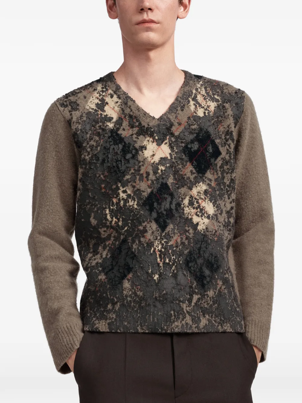 Maison Margiela Trui van argyle scheerwol Bruin