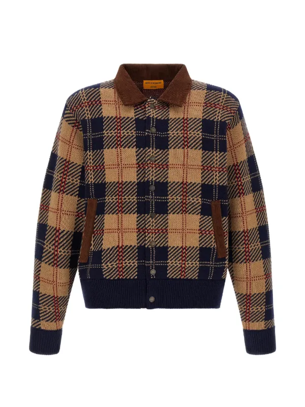 Guest In Residence Tartan Corduroy-collar Jacket in Blue