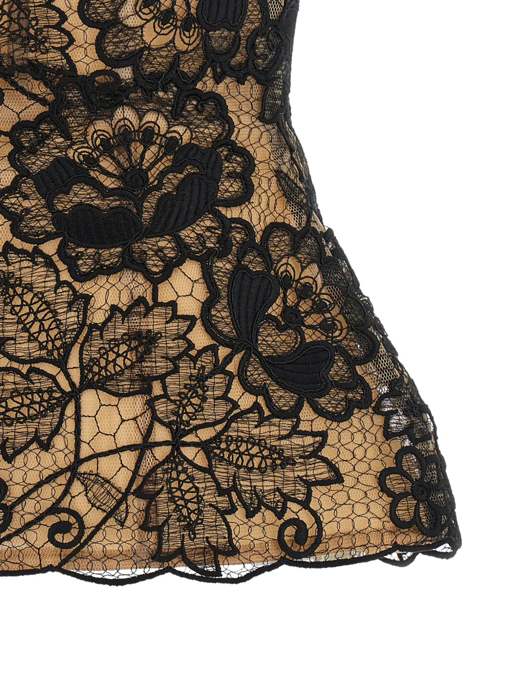 Elie Saab floral guipure lace corset top Zwart