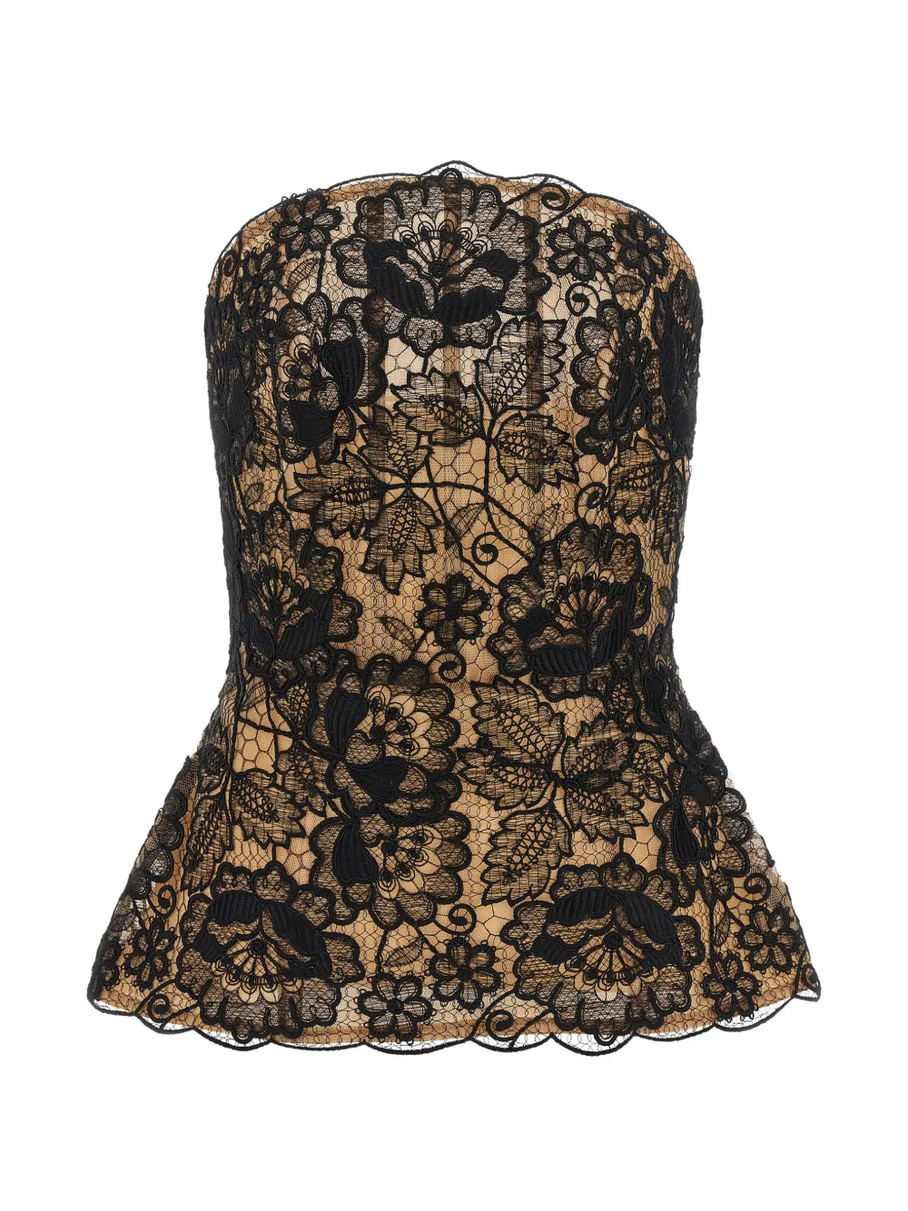 Elie Saab floral guipure lace corset top - Nero