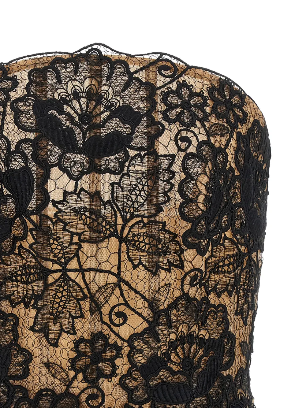 Elie Saab floral guipure lace corset top Zwart