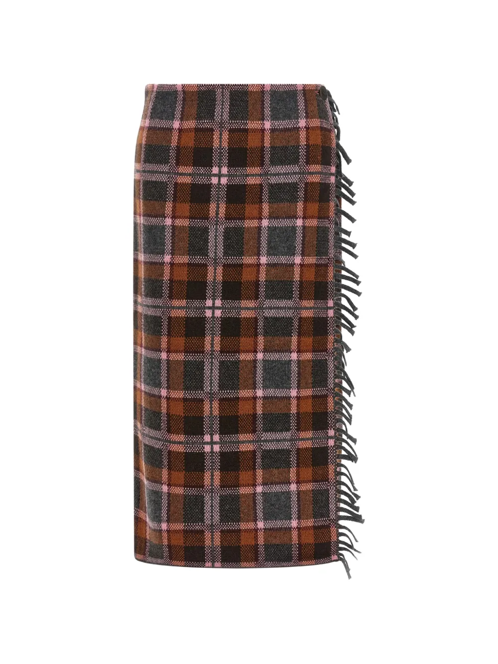 Guest In Residence tartan wrap frayed midi skirt