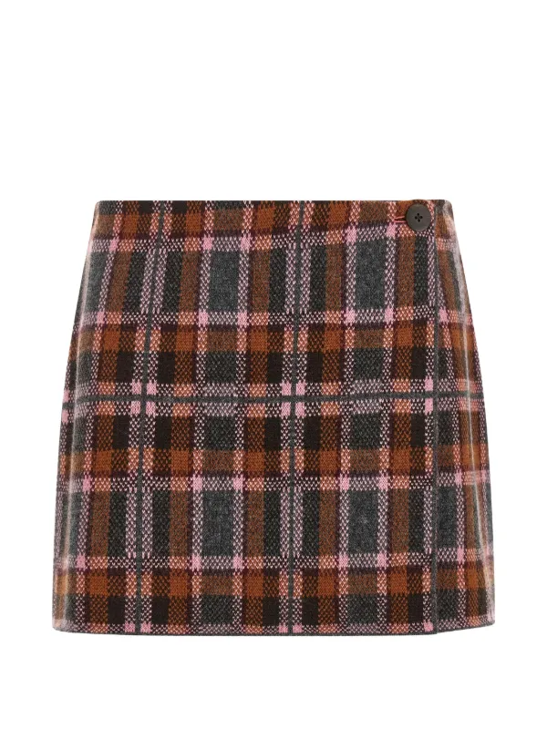 Guest In Residence Tartan-check Jacquard Mini Skirt in Brown