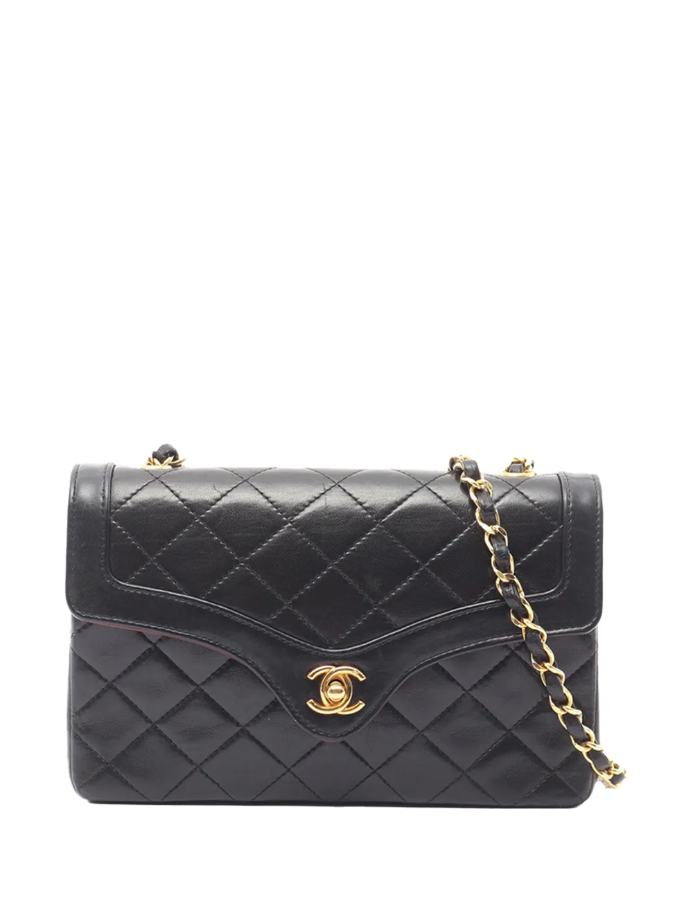 CHANEL Pre-Owned 1991-1994 CC Quilted Lambskin Turnlock Single Flap crossbody bag - Nero