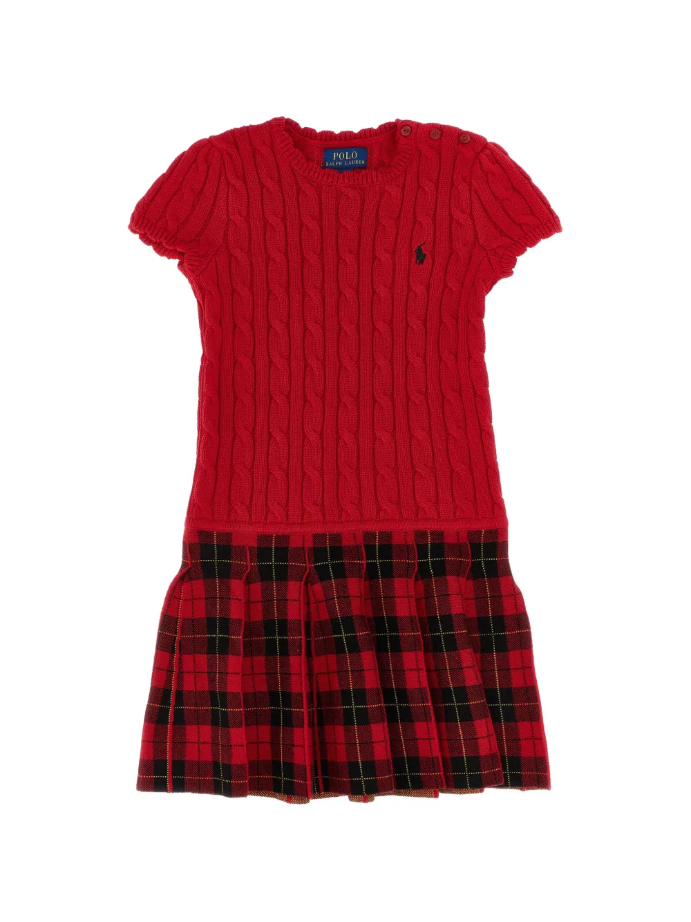 POLO RALPH LAUREN KIDS robe en maille torsadée - Rouge POLO RALPH LAUREN KIDS robe en maille torsadée - Rouge