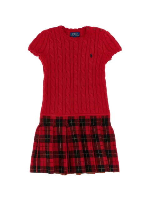 POLO RALPH LAUREN KIDS cable-knit tartan-print dress