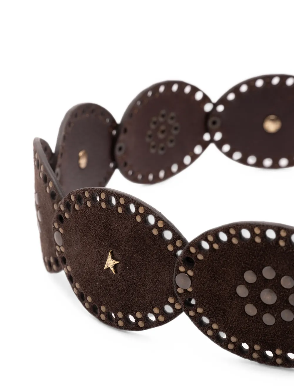 Golden Goose Riem van verwassen suède leer met studs Bruin