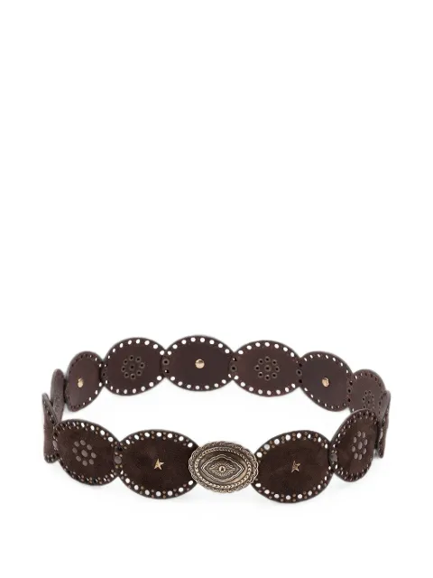 Golden Goose oval belt in washed suede leather with studs