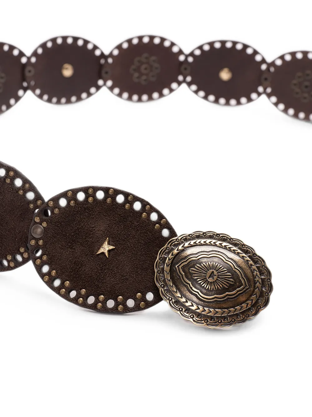 Golden Goose Riem van verwassen suède leer met studs Bruin