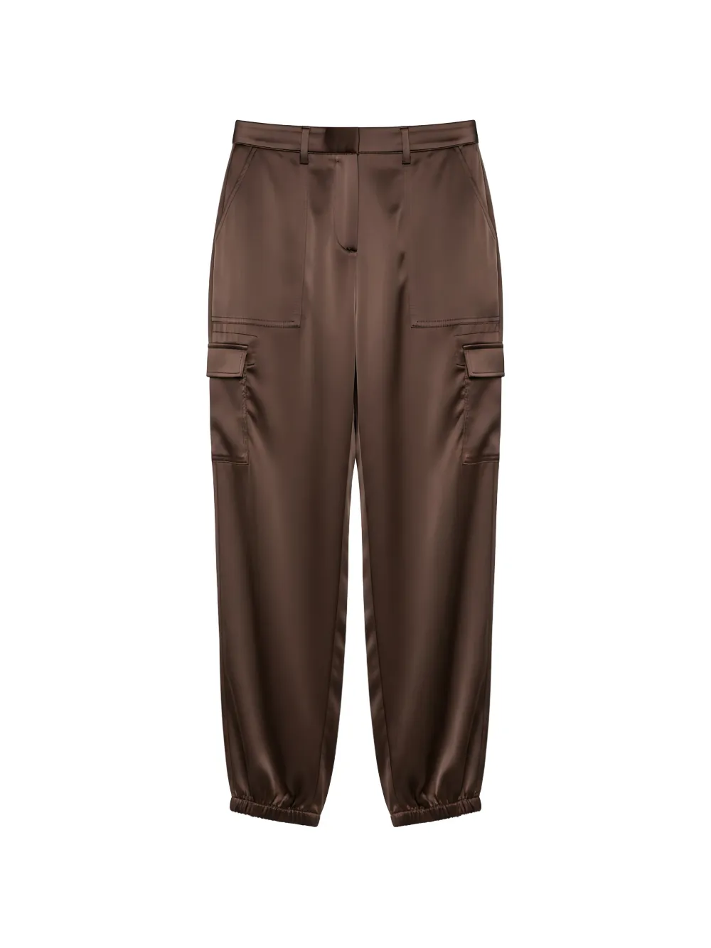 Black Label satin-finish elasticated cargo pants
