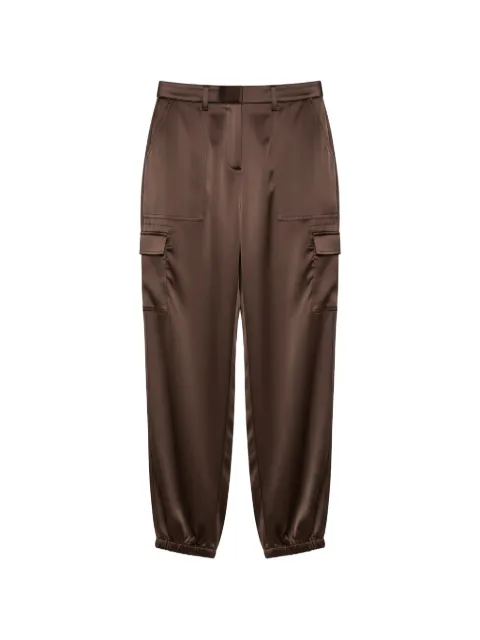 Black Label satin-finish elasticated cargo pants
